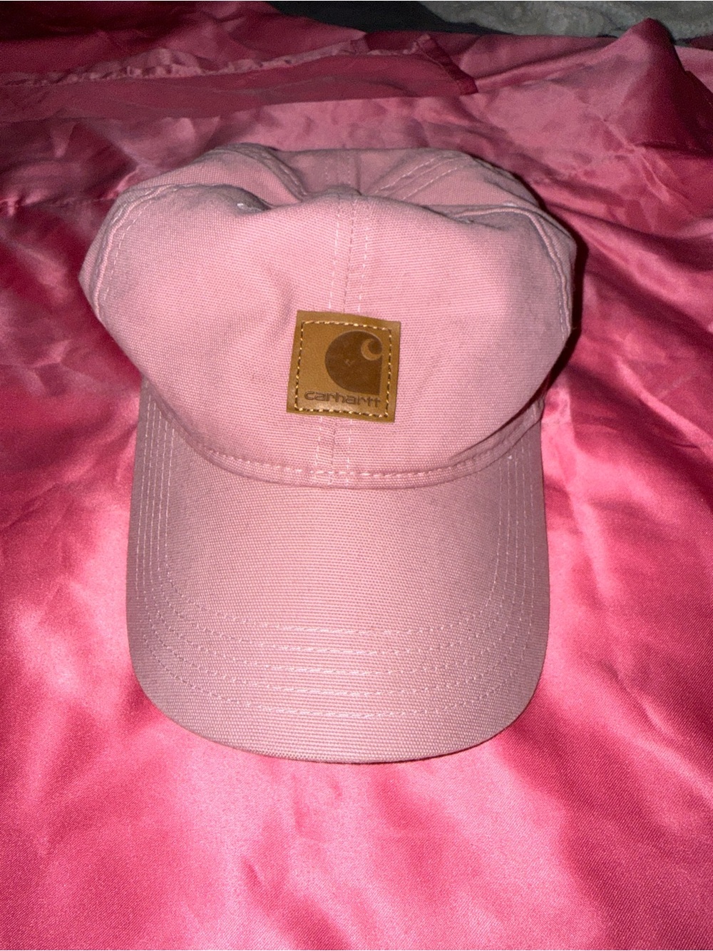 Carhartt Two-Tone Pink and Gray Canvas Cap with Leather Patch